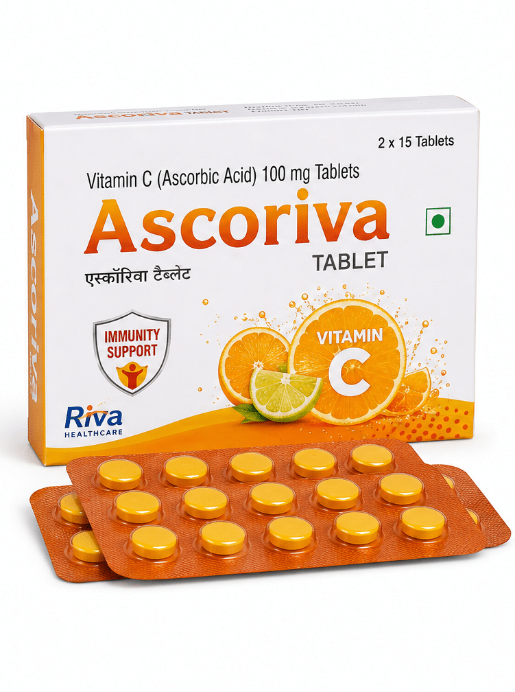 Ascoriva Tablet Ascoriva Tablet Packaging with Vitamin C and Zinc Effervescent Tablets