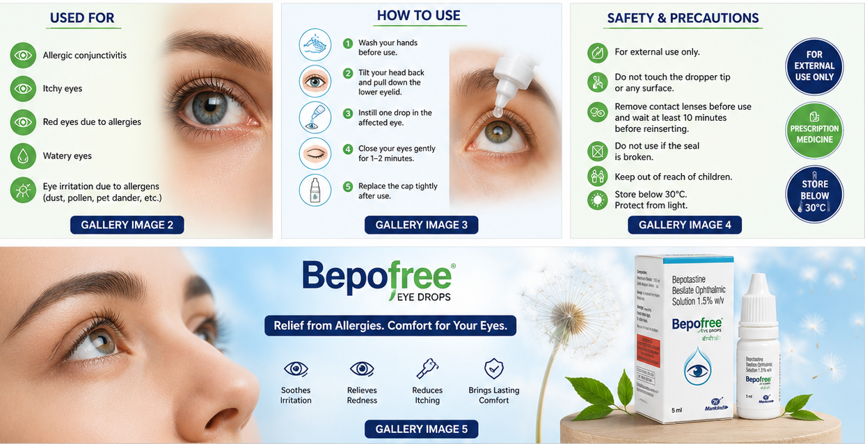 Bepofree eye drop Bepofree Drop 5ML Composition and Bepotastine Besilate Eye Drops
