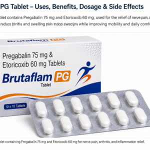Brutaflam PG Tablet strip with Pregabalin 75 mg and Etoricoxib 60 mg tablets