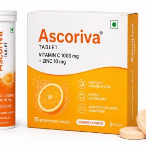 Ascoriva Tablet (Pack of 2) Vitamin C and Zinc Effervescent Tablets for Immunity and Antioxidant Support