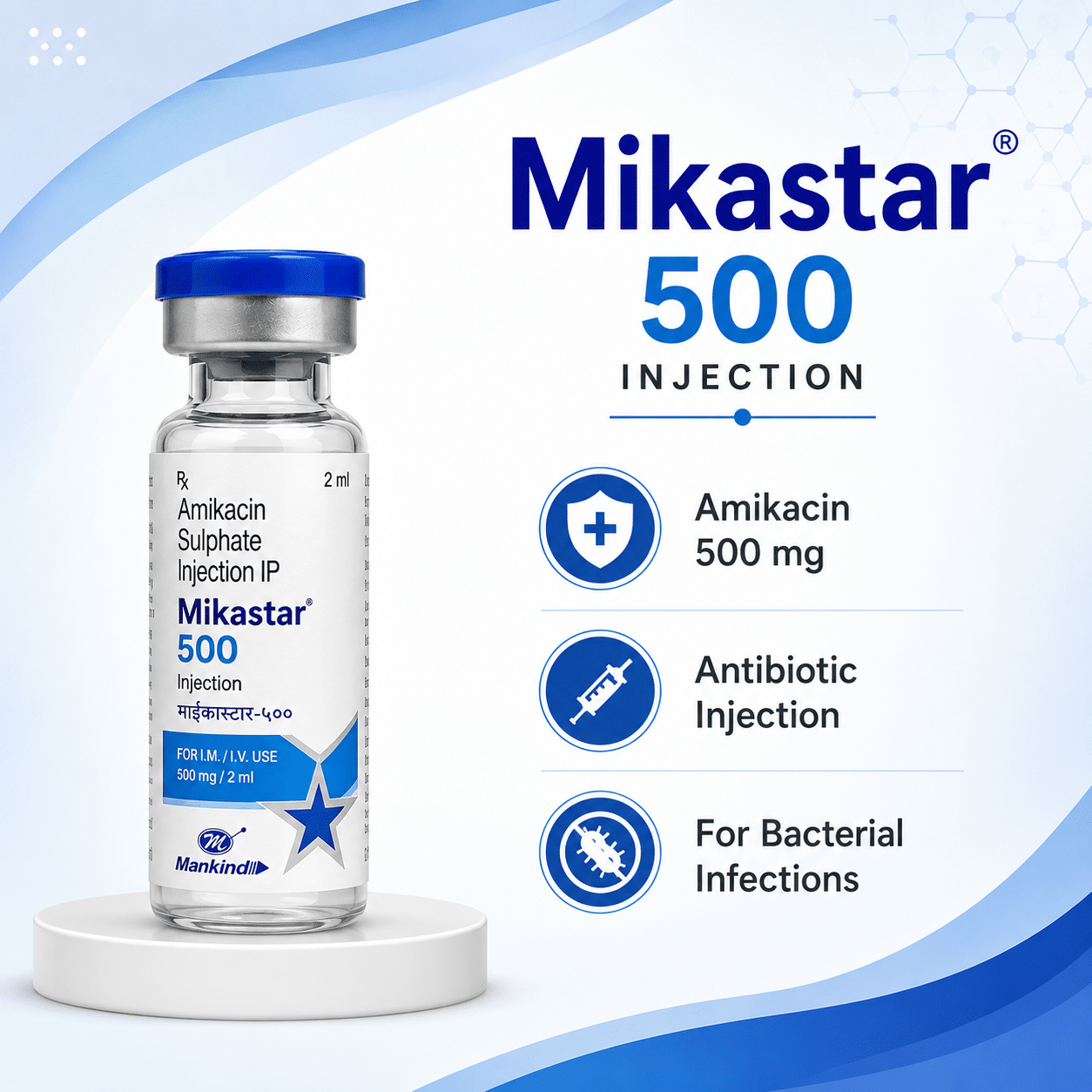 mikastar 500 Mikastar 500 Injection Amikacin 500mg Antibiotic Injection