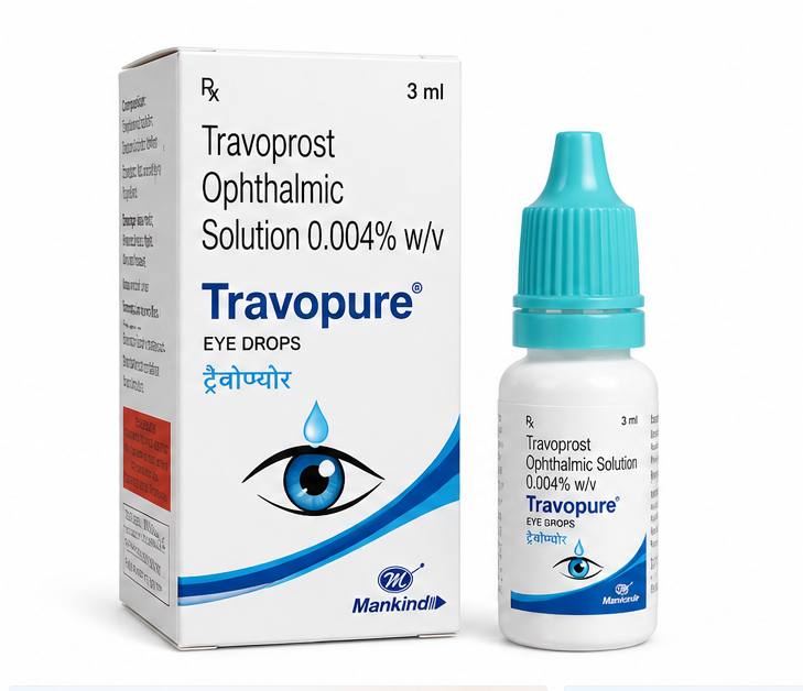 travopure Travopure Drop 3ML Eye Drops containing Travoprost 0.004% for Glaucoma and Ocular Hypertension