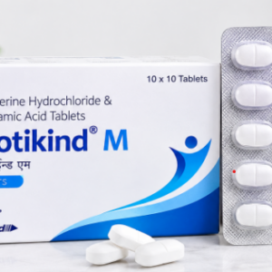 Drotikind M Tablet product box, blister pack and tablets