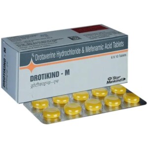 Drotikind-M Tablet 80mg 250mg Mankind Pharma box and medicine strip 