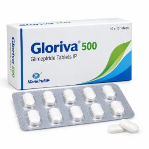 Gloriva 500 Tablet pack with Glimepiride tablets and blister strip