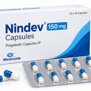 Nindev 150mg Capsule pack with Pregabalin capsules and blister strip