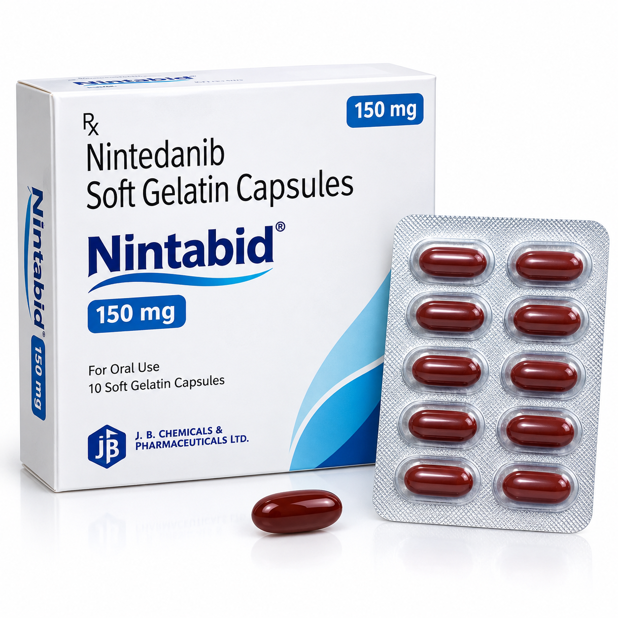 nintedanib tamge Nintabid 150mg Soft Gelatin Capsule containing Nintedanib